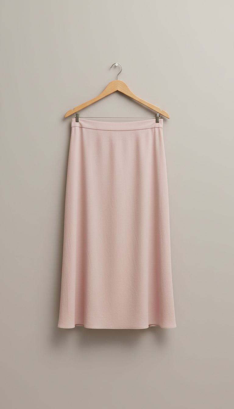 Blush Crepe Midi Skirt